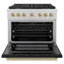 ZLINE Autograph DuraSnow® 36 in. Gas Range w/ Black Matte Door and Gold Accents-795441847