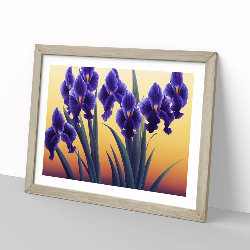 Excellent Iris Flowers - Framed Print, 34cm H x 46cm W x 2cm D, Oak