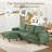 97" Modular Sectional Sofa, L-shaped Couch With Movable Ottoman, Comfy Corduroy Couch With Spring Cushion-1352472281
