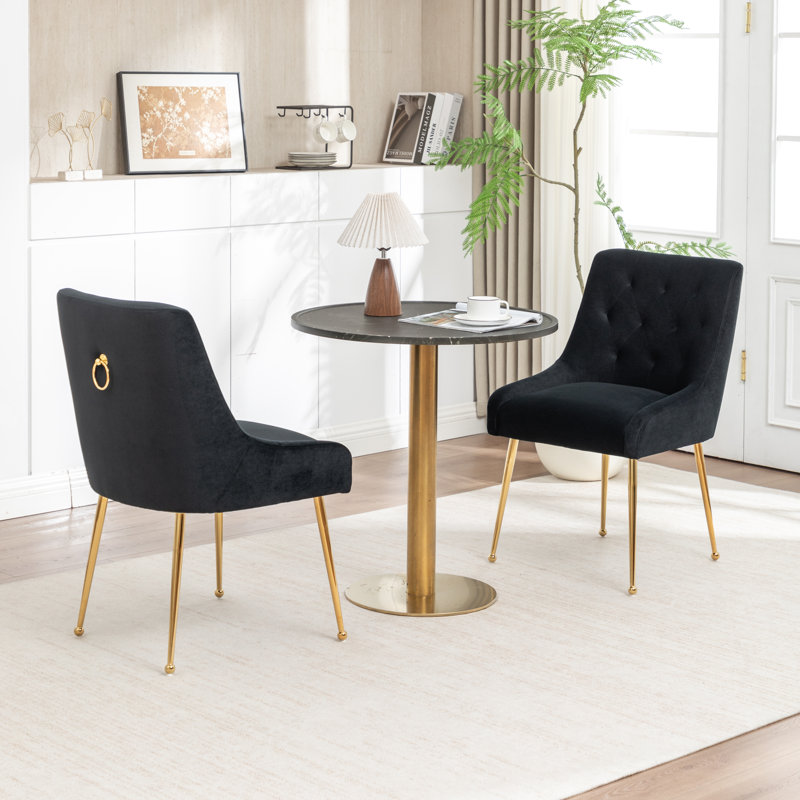 Chaise d'appoint rembourrée en velours Mayreli, Noir