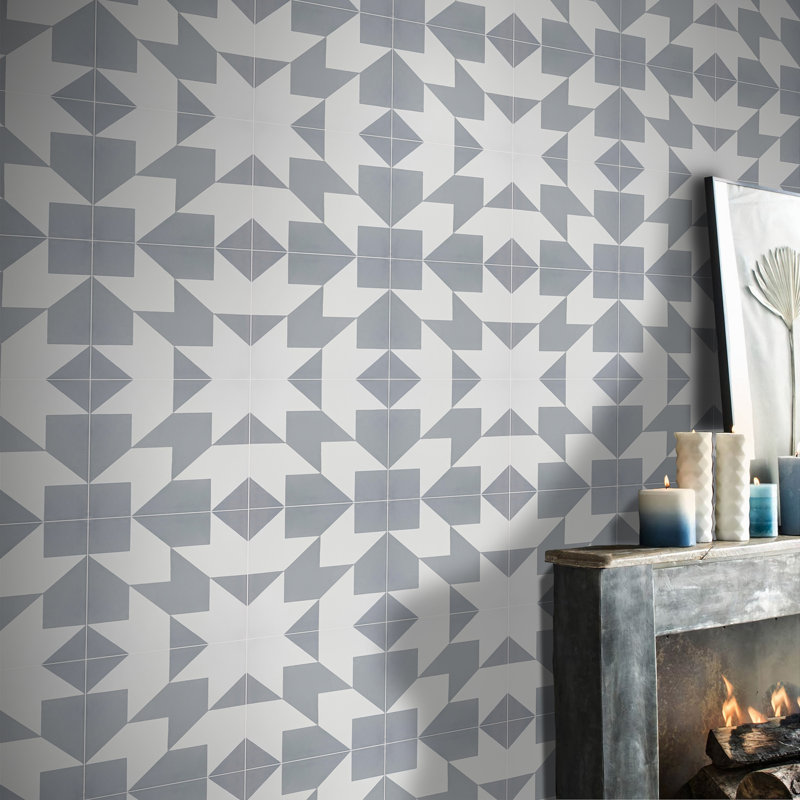 Oujda 8 in. x 8 in. Honed Tile, Gray/White