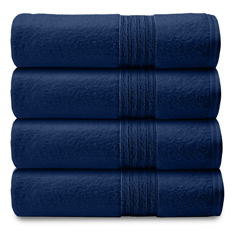 Midweight Bath Towel, Navy, Bath Sheet - 4 Pack
