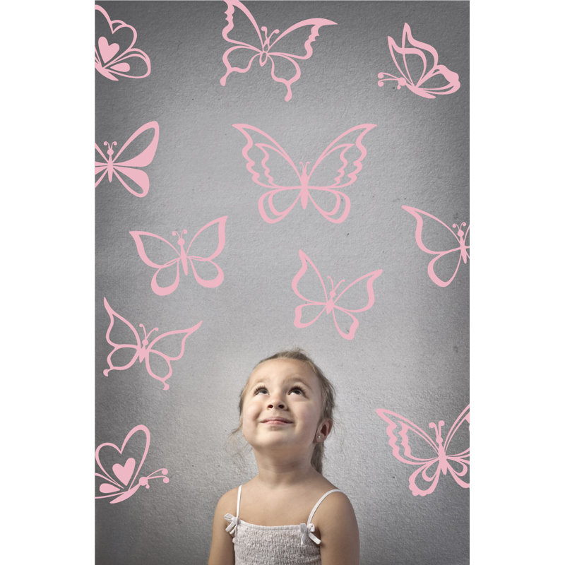 Adhésif décoratif papillon, H 55 po x l 58 po x P 0,01 po, Rose œillet