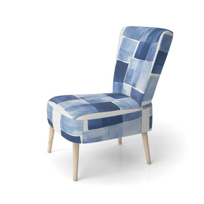 Chaise d'appoint abstraite moderne transitionnelle rembourrée - Indigo Horizon VI