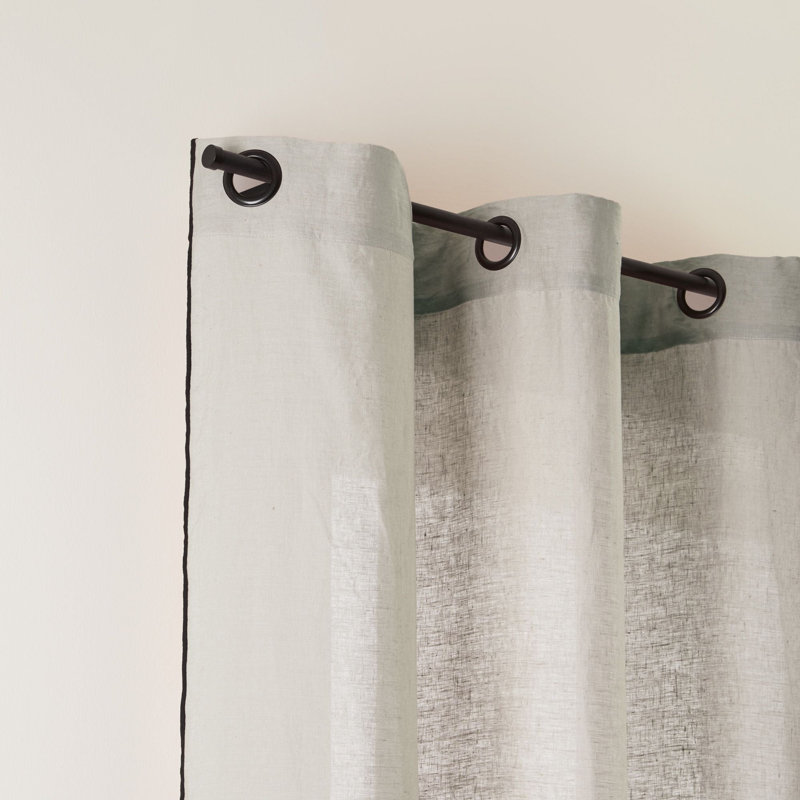 Carlina Linen Semi Sheer Curtain Single Panel, Light Beige, Width 200 x Drop 280cm