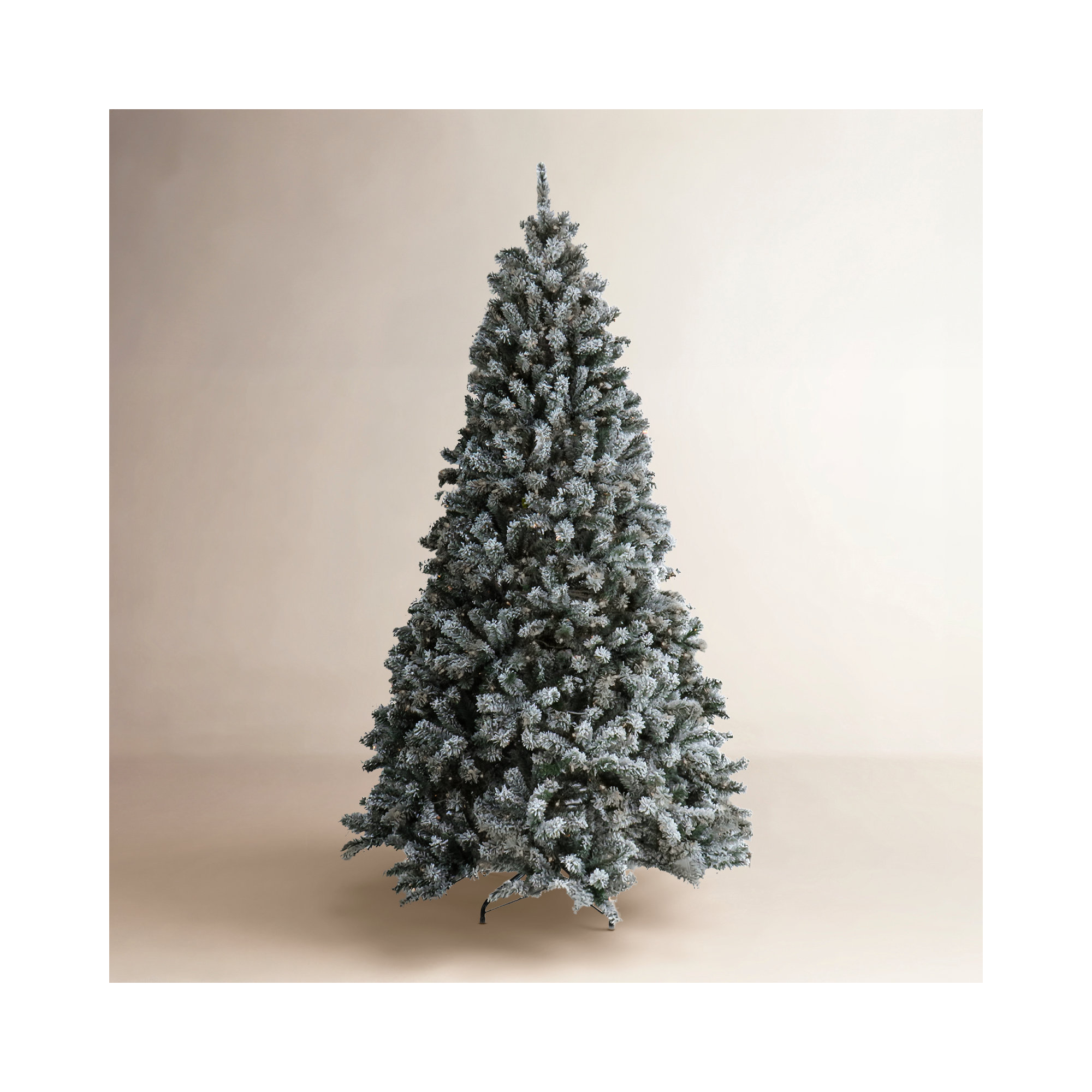 The Holiday Aisle® Snowy North Valley Spruce Tree with Clear Lights, 9 Ft