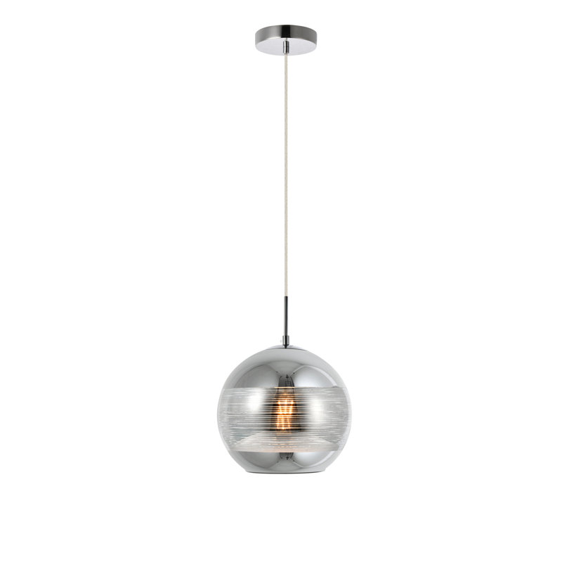 Gwenda 1 - Light Single Pendant, Chrome, Chrome, 9.5" H x 9.5" W x 9.5" D