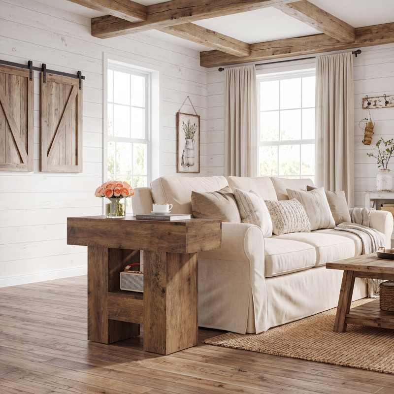 Table de bout rectangulaire en bois manufacturé, Brun