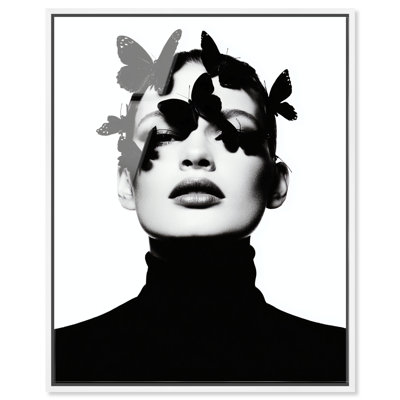 Butterfly Crown I Framed Acrylic Print Fashion Wall Decor by Notoriart, White Frame, 37"H x 31"W