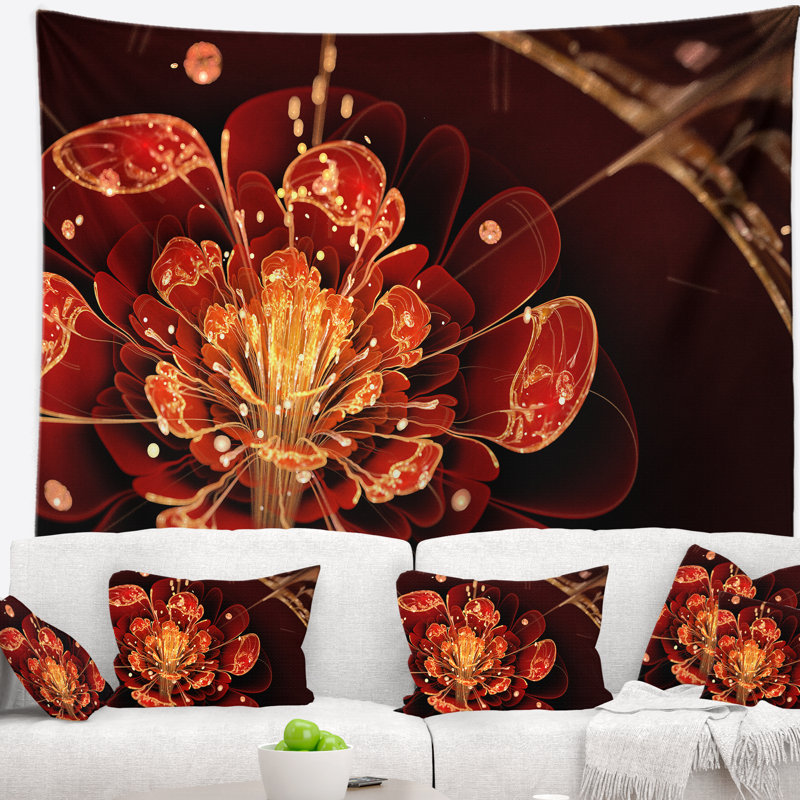Tapisserie florale avec pétales de fleurs, H 32 po x l 39 po