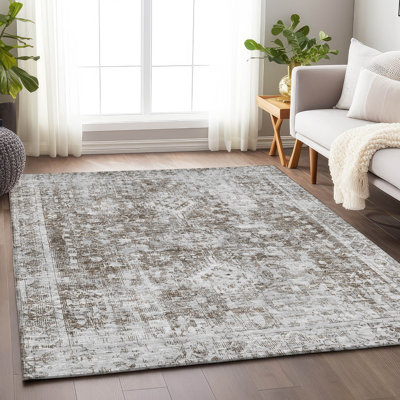 Tapis d'intérieur / extérieur lavable brun Lurea 