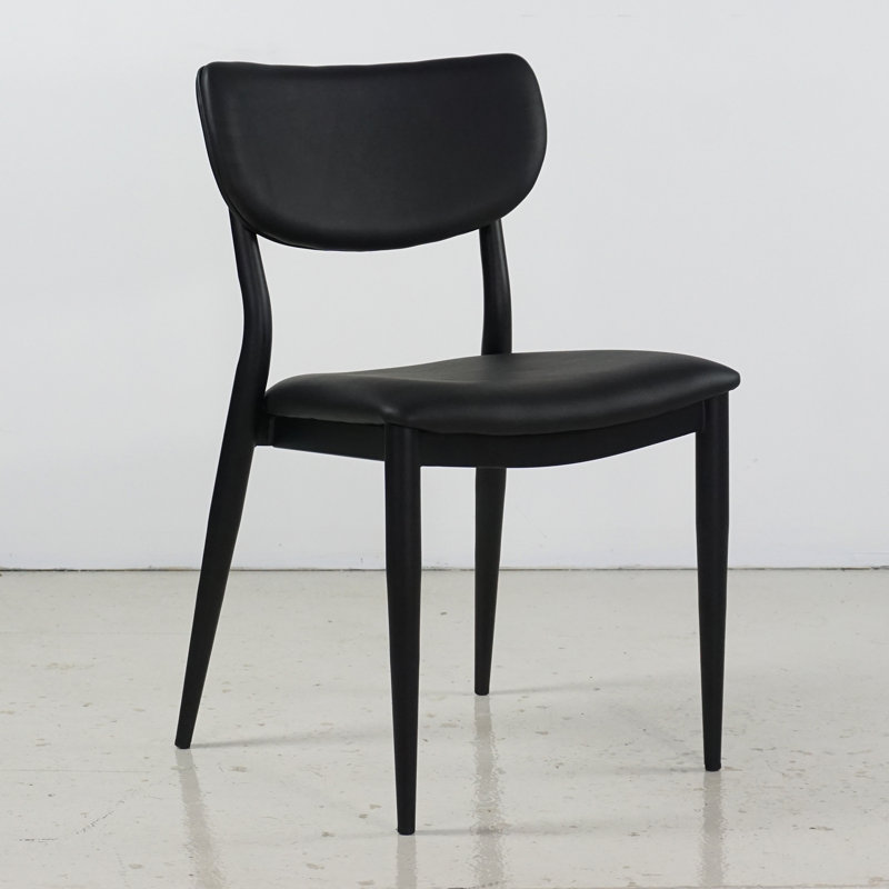 Chaise d'appoint en similicuir Karsan avec finition en bois, Noir