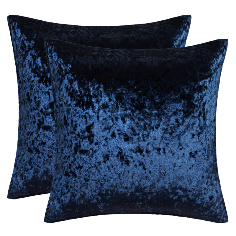 Velvet Reversible Pillow Cover, 18" H x 18" W, Dark Blue