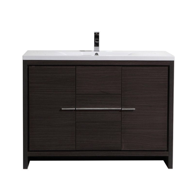 Ensemble de meuble-lavabo simple 47 po Korrina, Chêne gris foncé
