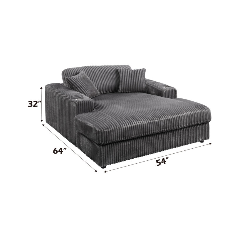 Hilde Chaise W/2 Pillows, Gray