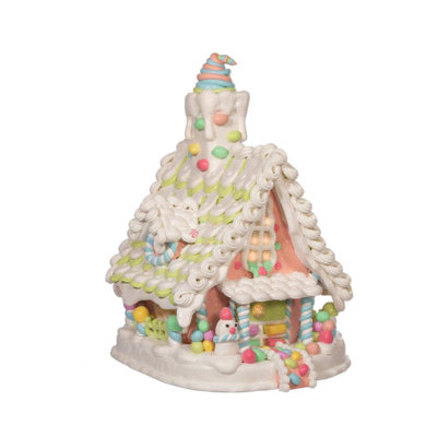 Kurt Adler Battery-Operated LED Light Up Pastel Gingerbread House, 12.5in