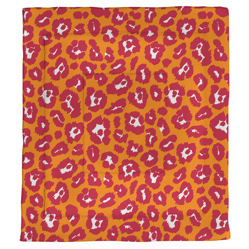 Polyester Animal Print Comforter, Queen Comforter, Orange/Red