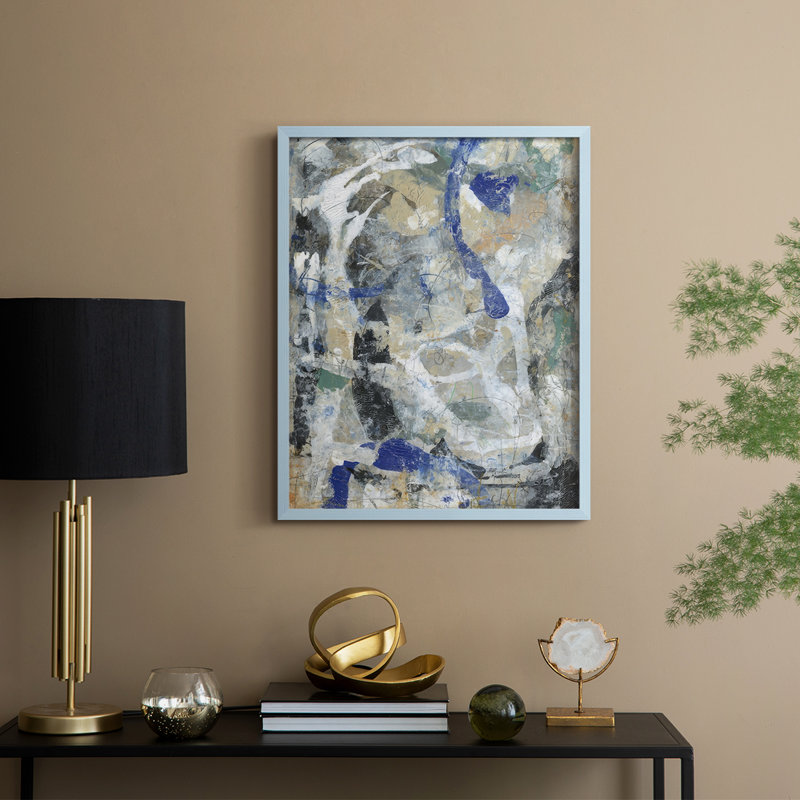 Counter Stream I, reproduction encadrée - bois massif, Cadre bleu, H 15 po x l 12 po