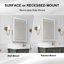 Azamat 30"H Recessed or Surface Mount Frameless LED Medicine Cabinet With  Adjustable Shelves-505742996-505742998