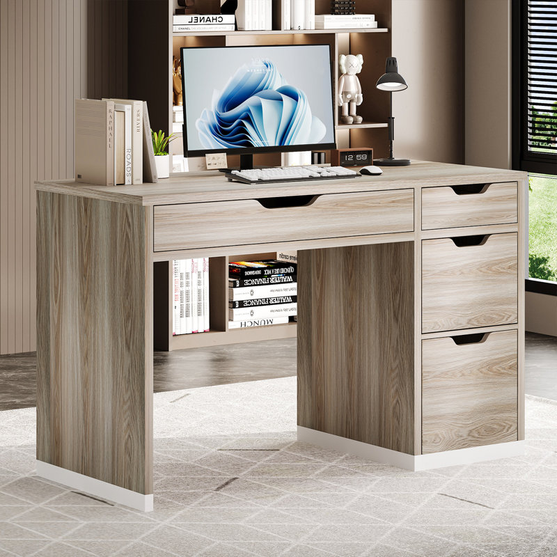 Bureau d'ordinateur à 4 tiroirs, Noyer, H 29,5 po x l 47,16 po x P 19,7 po