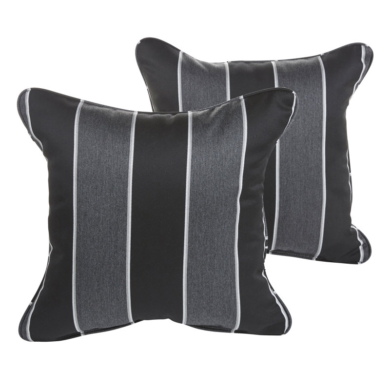 Coussin extérieur Stella, Noir / Gris, H 18 po x l 18 po x P 6 po