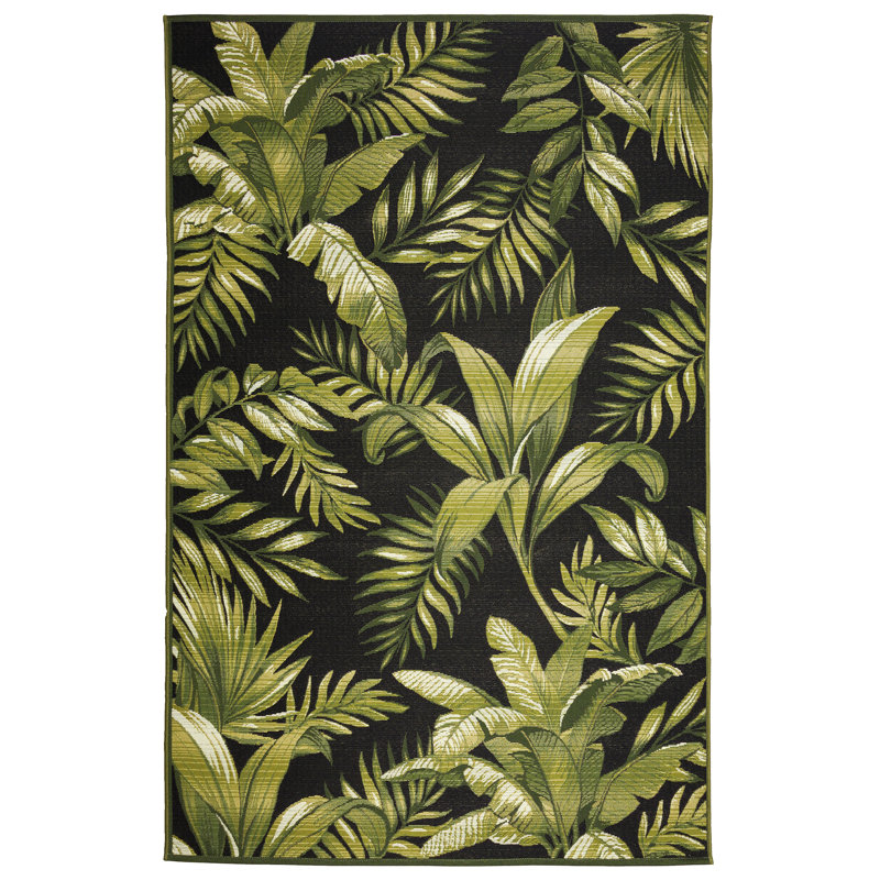 Tapis intérieur / extérieur noir Striplin, Rectangle 4 pi 10 po x 7 pi 6 po
