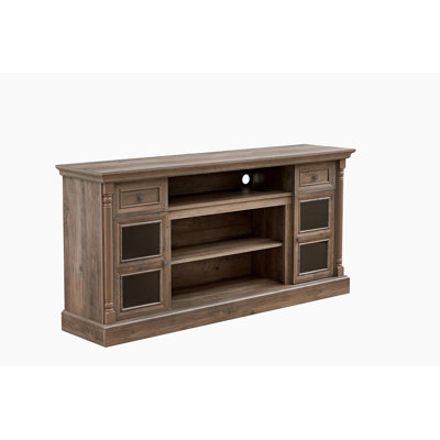 Farmhouse Fireplace TV Stand with Roman Column Styling, Up to 80-inch TV, 70-inch Modern Tall Entertainment Center with LED Lights, Living Room Media Console