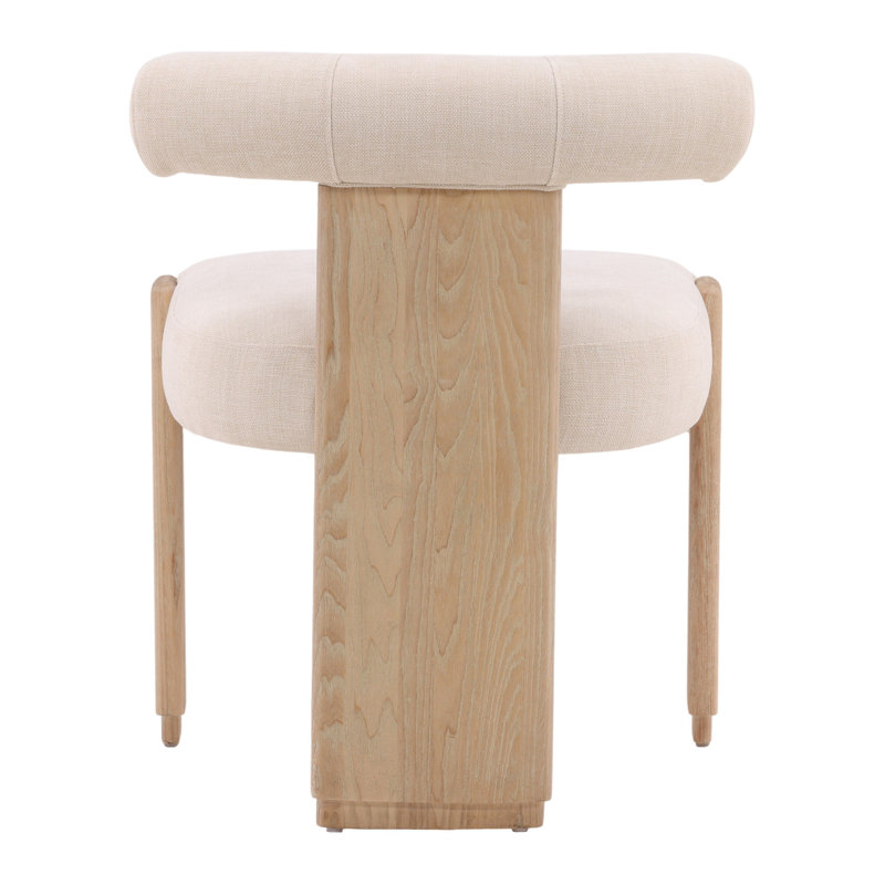 Gwyneth Rubberwood Upholstered Dining Chair, Cream, Beige, Natural Wood