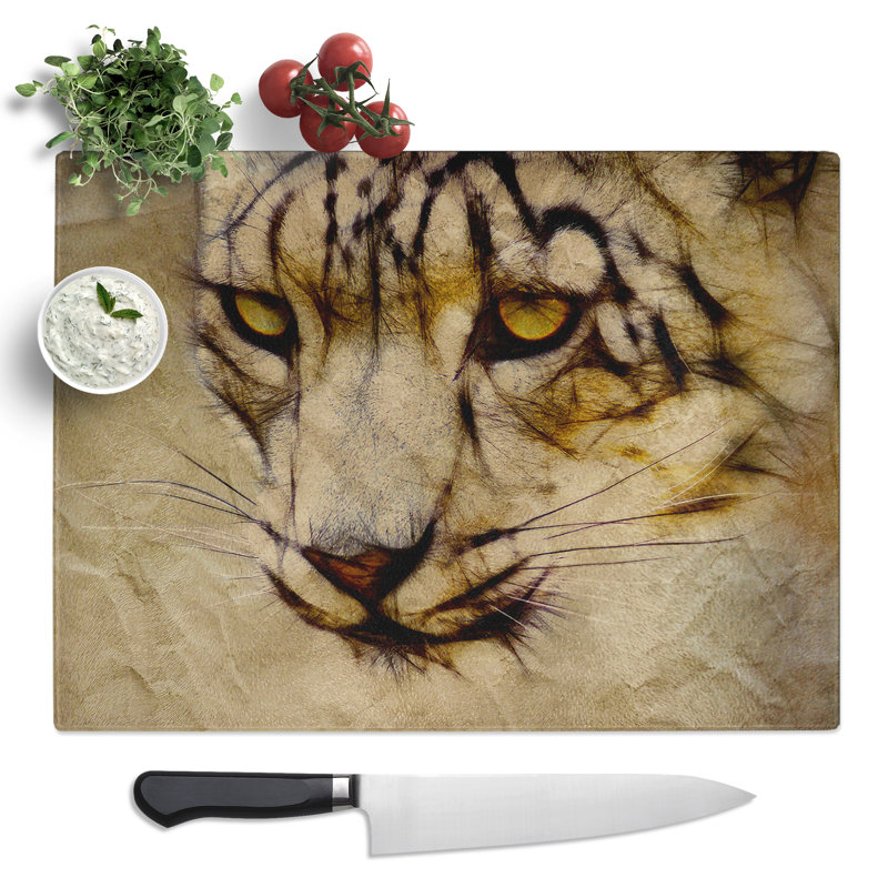 Snow Leopard  Glass Chopping Board