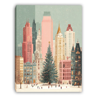 Art urbain sur toile City Tree Winter Square