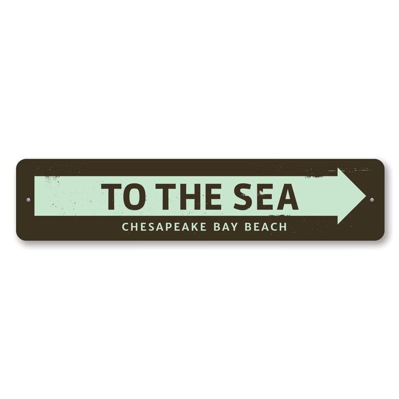 Enseigne en aluminium To The Sea, H 4 po x l 18 po x P 0,04 po