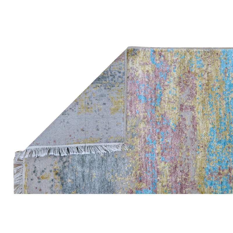 One-of-a-Kind 2'5" x 9'11" Area Rug in Blue/Gold/Gray