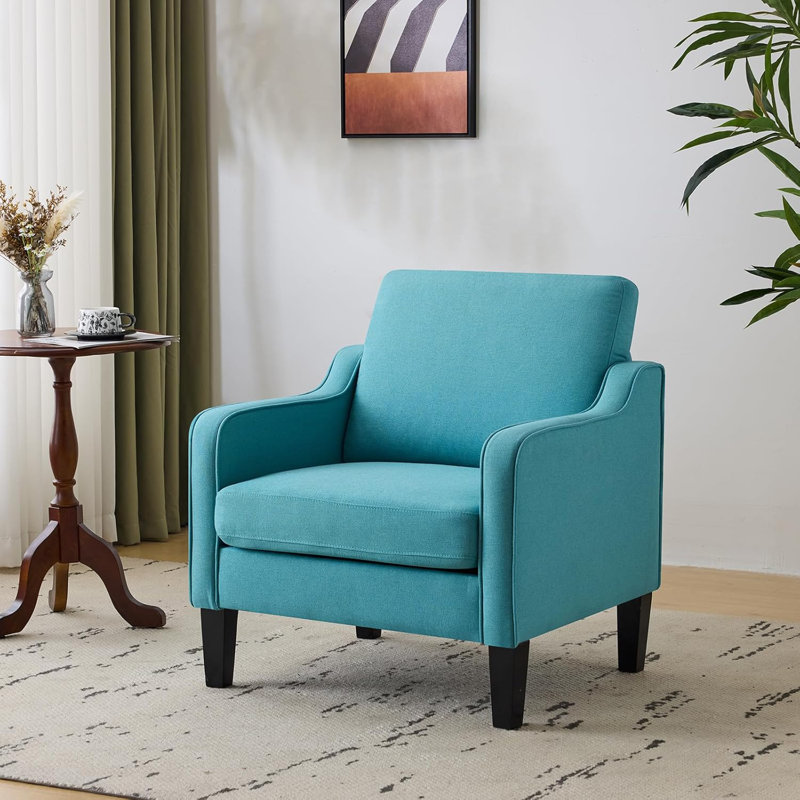 Fauteuil de 29,9 po de largeur Amaryia, Mélange de lin bleu clair