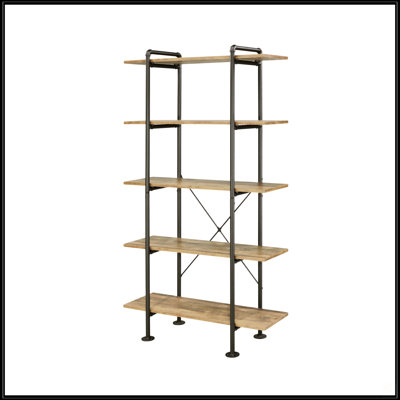 Bookcase In Rustic Oak & Black Finish