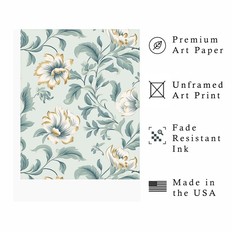 Motif floral de fleurs VI, reproduction d'art sans cadre, H 30 po x l 20 po
