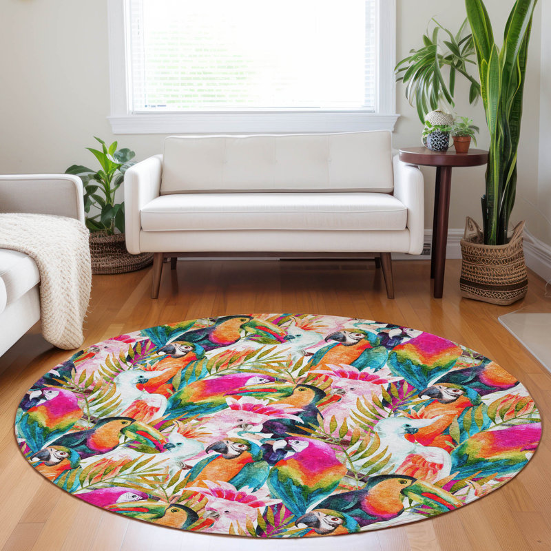 Premium Machine Washable Cerrito AMF200 Multi Rug, Round 8'