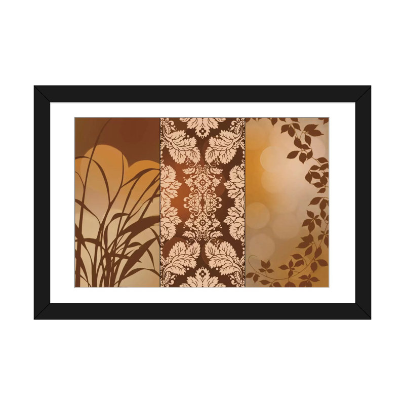 «Bronze Filigree», impression sur toile tendue, H 16 po x l 24 po x P 1 po, Papier d'art encadré noir, Blanc
