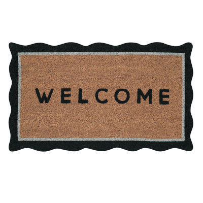  Welcome Matt Outdoor | 16 x 28 Door Mats for Front Door Mat Outside Entrance | Eco Friendly | Welcome-Mats Cute | Scalloped Coir Door Mats | Outdoor Decor for Home | Durable & Anti Slip