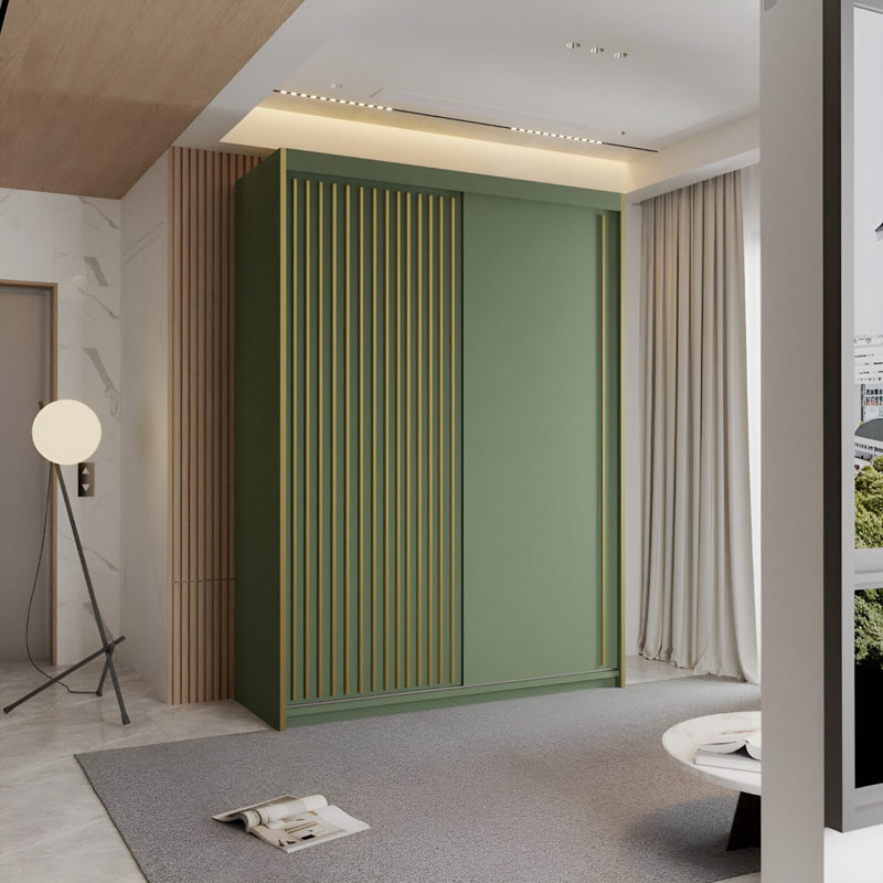 2 Door Laminate Wardrobe, 217 cm H x 150 cm W x 62 cm D