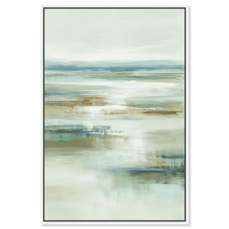 Décoration murale de salle de bain Coastal Mist par Art Remedy, cadre blanc, 24 x 36, H 37 po x l 25 po, Cadre blanc