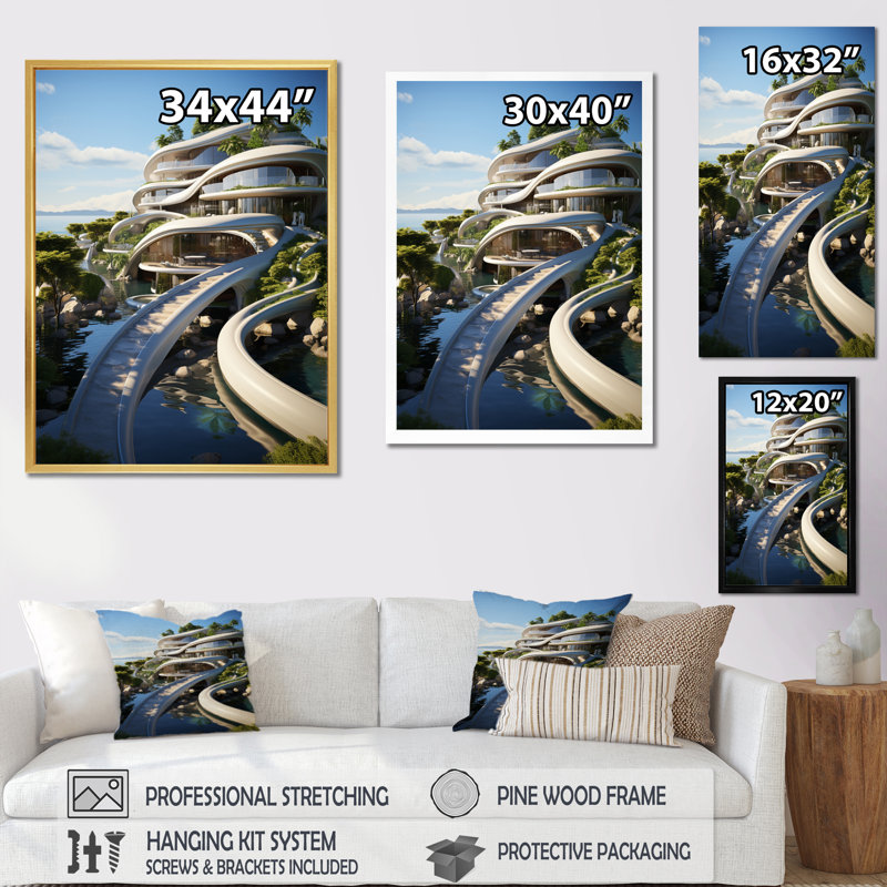 Futuriste architecture V sur toile, Toile tendue, H 32 po x l 24 po x P 1 po