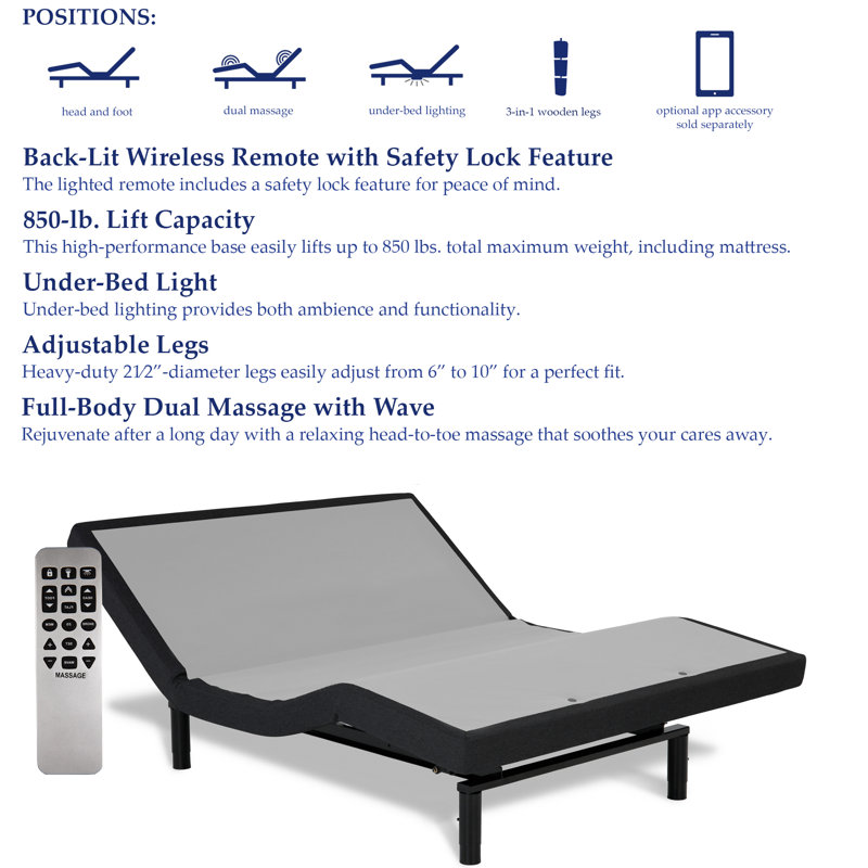 Massaging Zero Gravity Adjustable Bed with Wireless Remote, California King Split