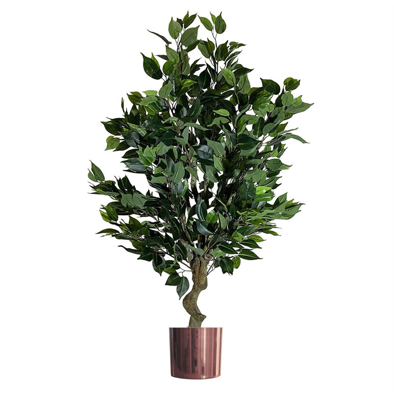Faux Palm and Foliage Tree Plant, Copper, 100cm H x 62cm W x 62cm D