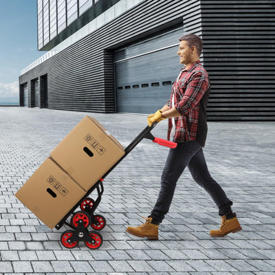 Stair Climbing Hand Truck - 330lb Heavy Duty 6-wheel Dolly Cart
