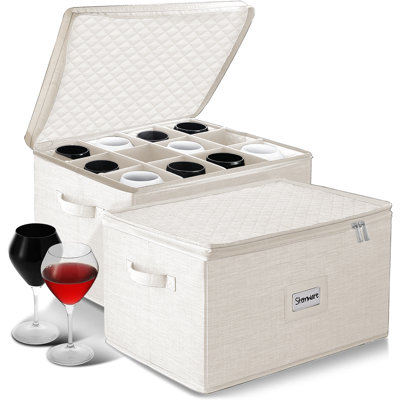 Boîte de rangement rigide pour verres à vin / verres à pied avec séparateurs