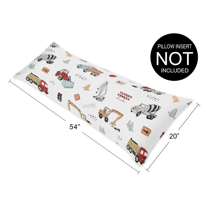 Multicolor Construction Truck Boys' Body Pillowcase in Brushed Microfiber