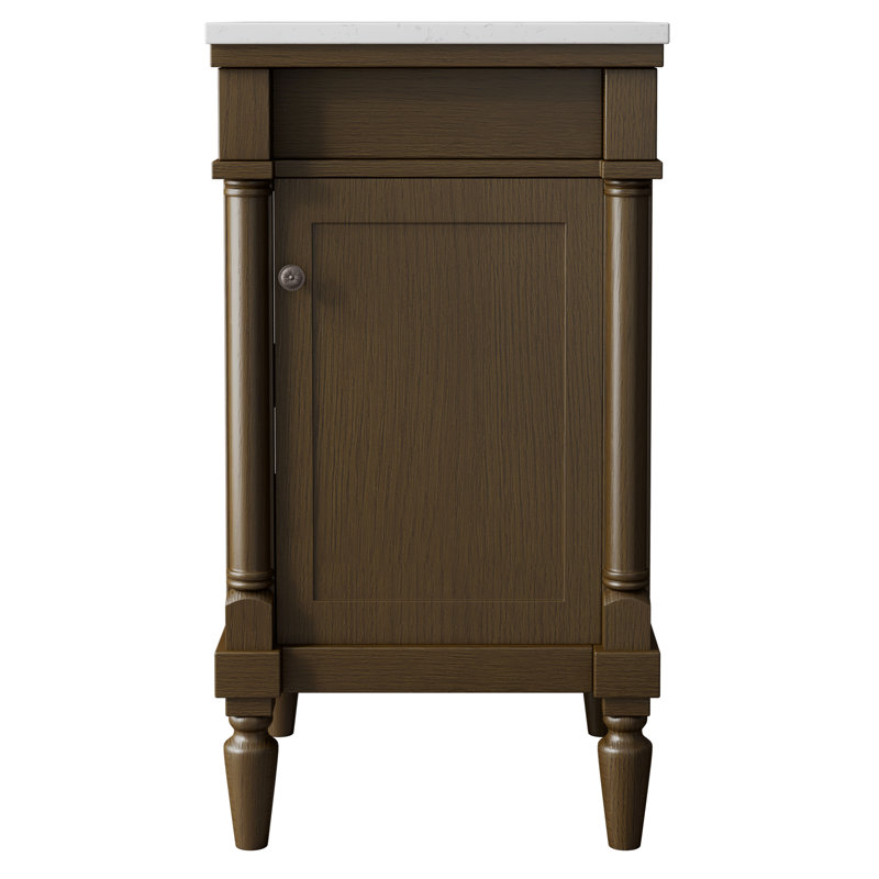 Meuble-lavabo simple 19 po avec plateau en pierre reconstituée, Brun