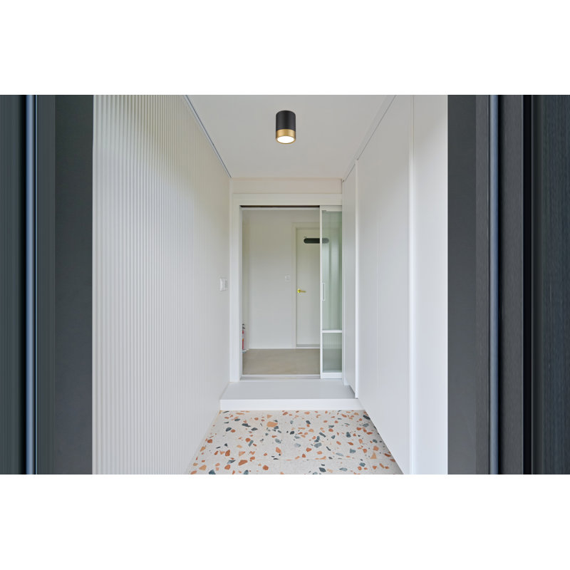 Jaylanis Acrylic LED Flush Mount, Matte Black/Modern Gold