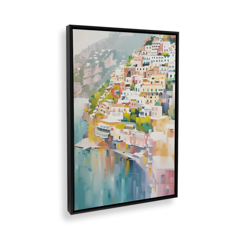 Port Cliffside Glow III, H 19 po x l 13 po, Toile avec cadre, Noir satiné