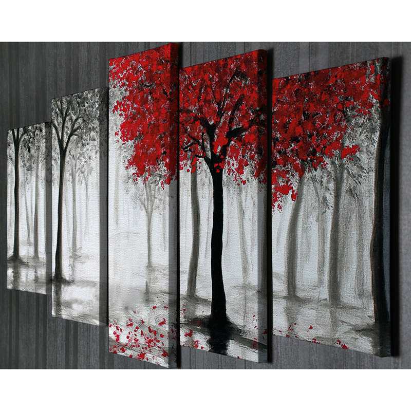 5 pièces, peinture sur toile tendue